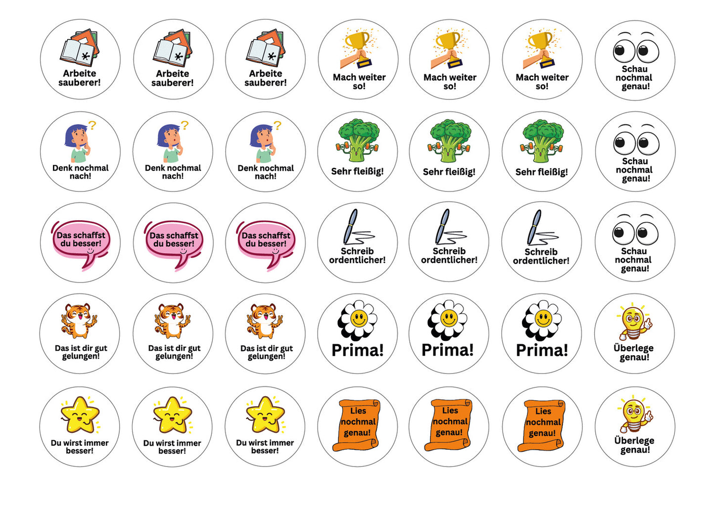 Grundschulsticker | 12 Motive | 210 Sticker