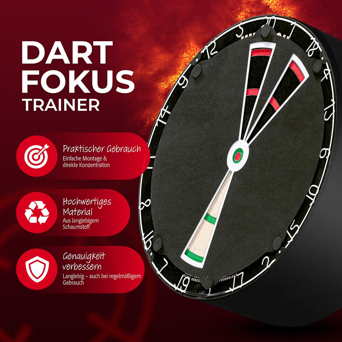 Dart Trainingshilfe 3er Set – Präzisions-Dart-Trainingspads aus Schaumstoff | Fokus Trainer für Dartscheibe – Perfekt für Zieltraining & Darttechnik | Dart Zubehör für Anfänger & Profis