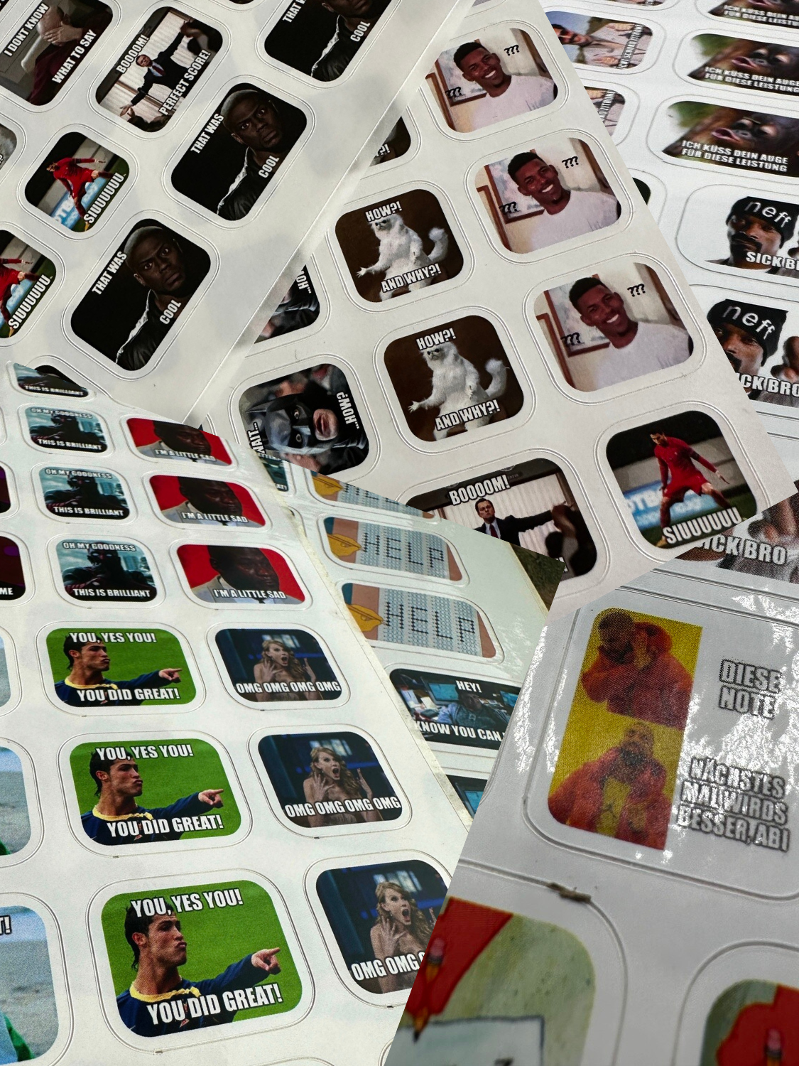 Megapack Meme Sticker (3 Versionen) 510-525 Sticker, 115-149 versch. Motive